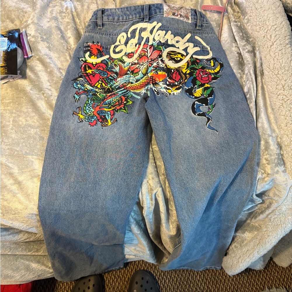 Ed Hardy Vibrant Graphic Relaxed Jeans